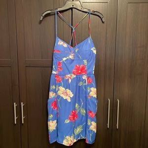 Blue Floral Sun Dress with Pockets